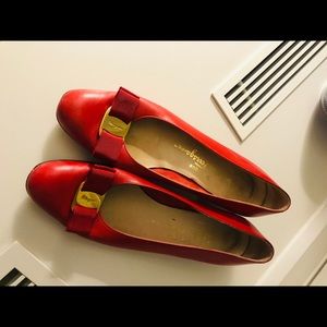 Salvatore Ferragamo Red Vintage Vara Varina Shoes